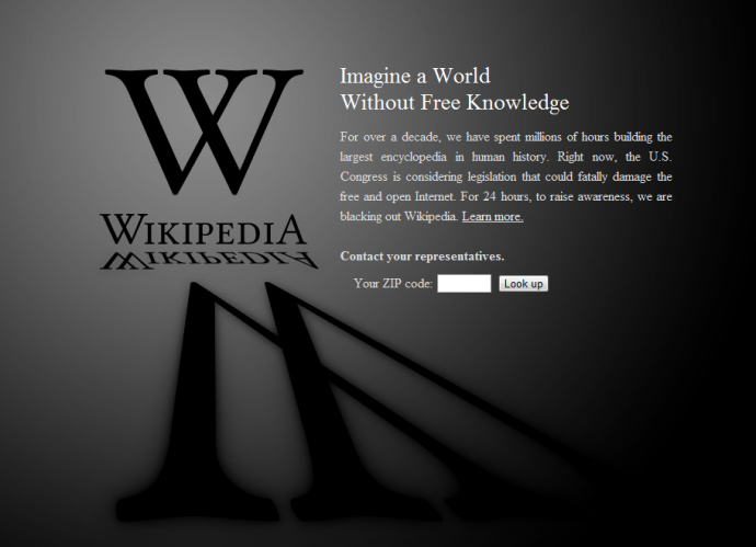 Wikipedia SOPA Strike