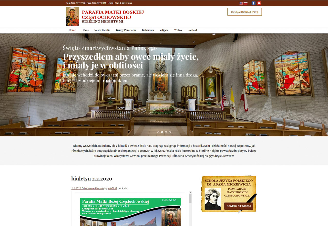 OMA Comp Designed a Web For Parafia Matki Bozej Czesochowskiej